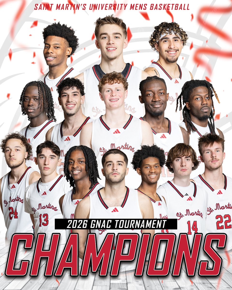 SMUSaints's tweet photo. 🏆GNAC TOURNAMENT CHAMPIONS🏆

The 2025-26 Saint Martin's Men's Basketball conquer the GNAC Tournament Championship, defeating  UAA 74-62 in the finals! https://t.co/zHeqUGUvLf