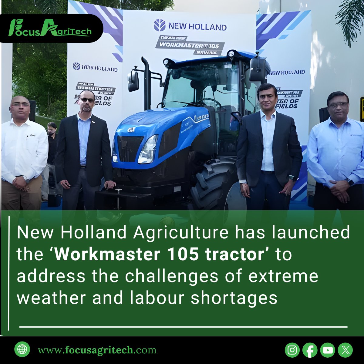 focusagritech's tweet photo. Farm mechanisation in India is evolving beyond horsepower.
With harsher field conditions, tractor cabins are becoming productivity tools.

New Holland’s WORKMASTER 105 (106 HP) with an HVAC all-weather cabin signals the shift toward climate-resilient, operator-friendly farming. https://t.co/ArFLrvSteR