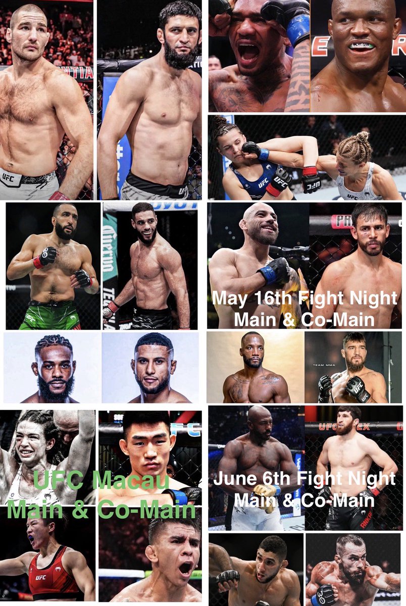 MayeXG0nzo's tweet photo. Fights to make post #UFCWhiteHouse announcement

#UFC328
Khamzat Chimaev/Sean Strickland
Michael Morales/Kamaru Usman
#UFCMacau
Mackenzie Dern/Zhang Weili
#UFC330
Islam Makhachev/Ian Garry
Petr Yan/Merab
#UFC331
Conor McGregor/Charles Oliveira
Kayla Harrison/Amanda Nunes

#UFC326 https://t.co/oLRFJ8p482