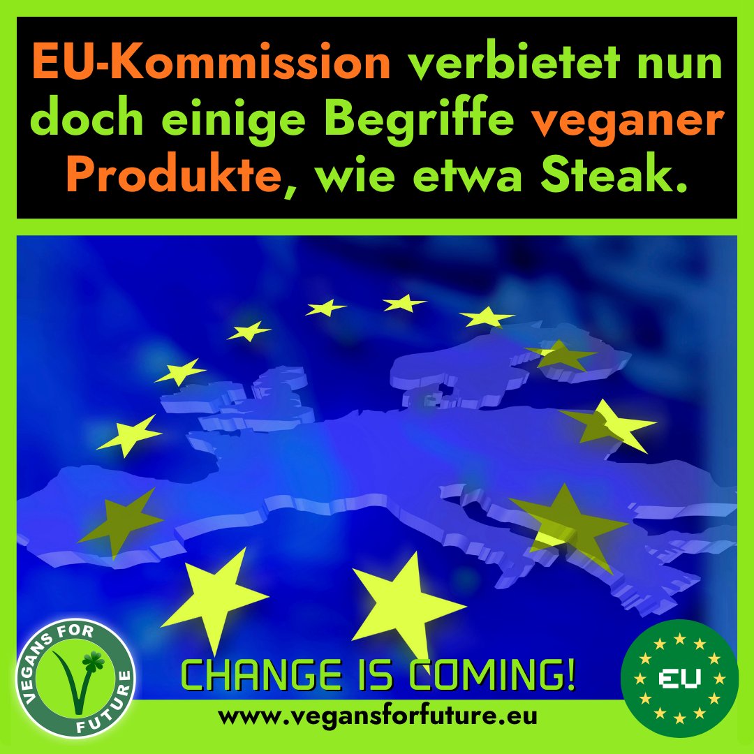 VFF_eu's tweet image. Die #EU-Kommission hat sich beim Streit um die Namen pflanzlicher Produkte auf einen Mittelweg geeinigt. Die Begriffe #Burger, #Wurst und Co. dürfen weiterhin genutzt werden, aber Begriffe, die mit bestimmten Tieren im Zusammenhang stehen, nicht mehr!

➡️ vegansforfuture.tumblr.com/post/810492675…