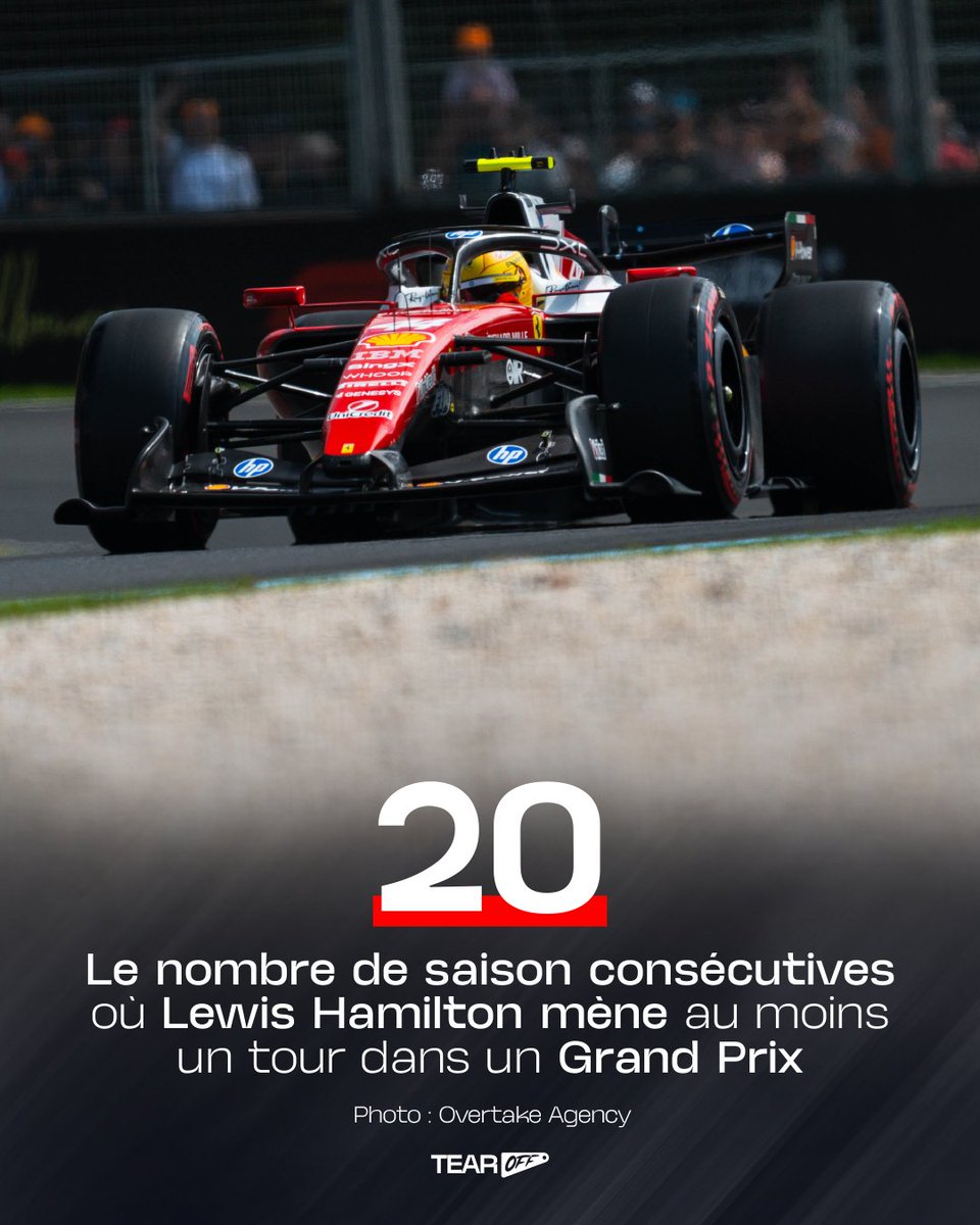 TearOffFR's tweet photo. 📊 Lewis Hamilton marque à nouveau l'histoire aujourd'hui 🙌

En ayant mené le Grand Prix d'Australie, le Britannique continue sa série qui dure depuis 20 ans et qui marque un nouveau record ! 

#F1 #AusGP https://t.co/uaQ4d9JaB5