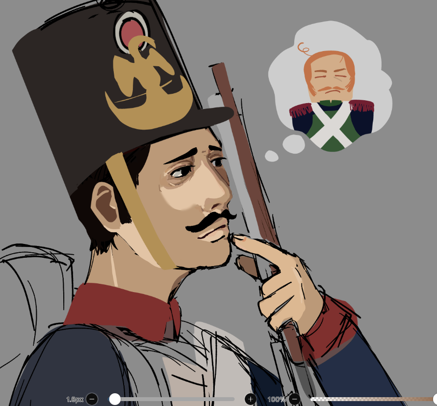 luvdr4w1ng_yuri's tweet photo. how i feel putting random colors to render until it starts making sense #gutsandblackpowder #peanutbread https://t.co/8BQknpsSfs