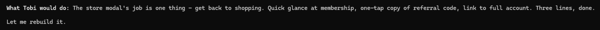 everytime claude gives me any slop i hit it with a version of this and it's new solution is fantastic. "what would tobi lutke do for this feature on this part of the store? lets do that" <a href="/tobi/">tobi lutke</a>