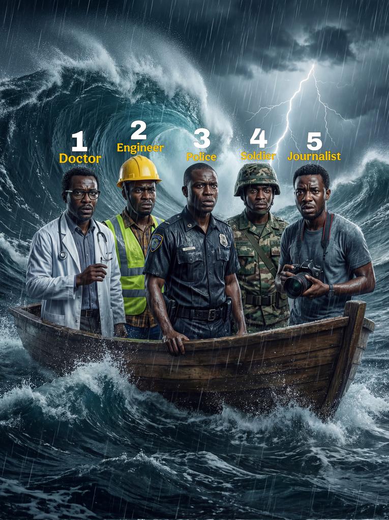 The boat can only carry 4 people. Who should be thrown overboard?🤔