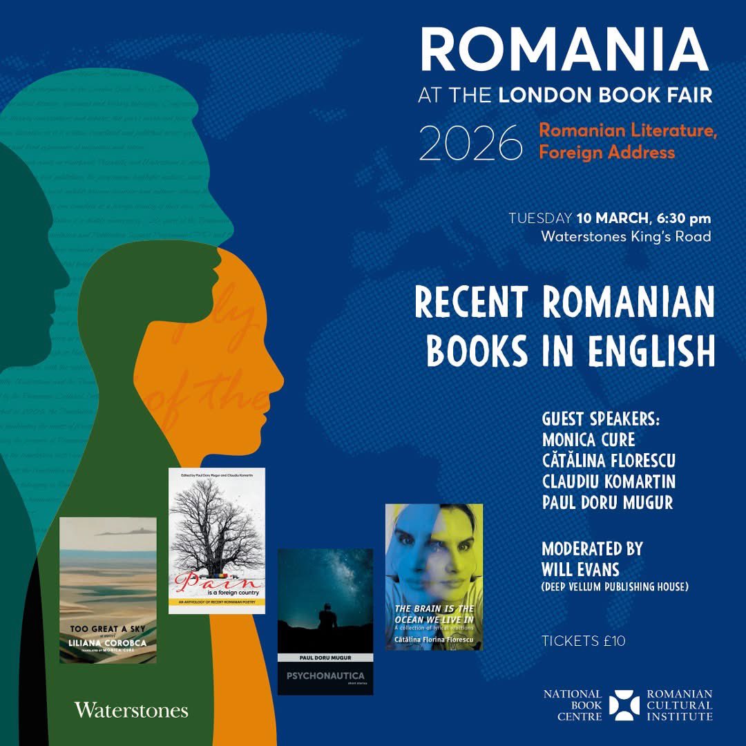 RomanianAuthors's tweet photo. 📚 #RAErecommends: A Romanian Evening at Waterstones King’s Road

Contemporary 🇷🇴 literature takes the stage in London on March 10: poetry, experimental fiction, and a historical novel shortlisted for the 2025 Warwick Women in Translation Prize.

🎟 https://t.co/Xa67c6P69V https://t.co/PqhwCkuhPQ