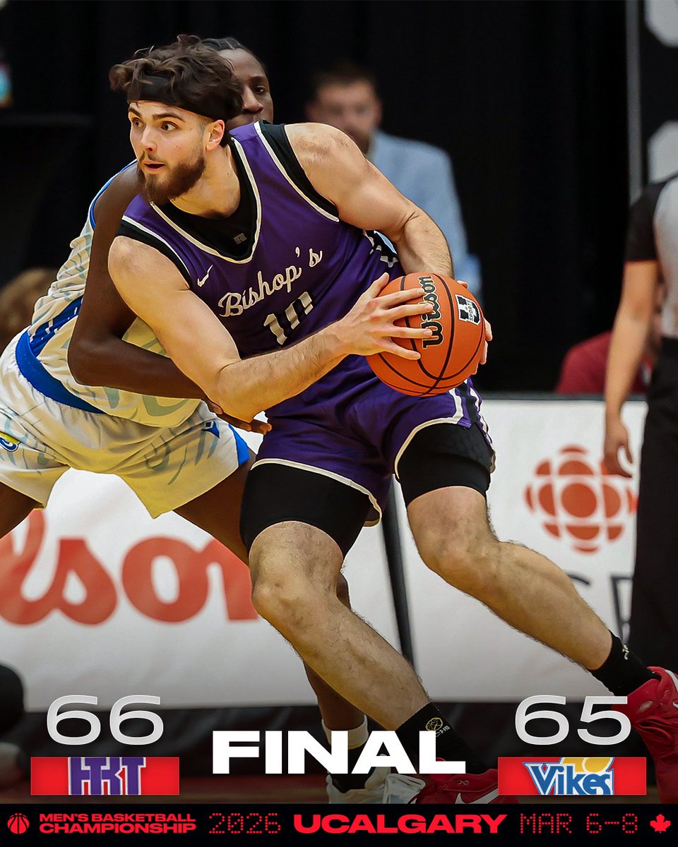 UCDinos's tweet photo. THE GAITERS ARE IN THE FINALS 🟣
The @bishopsgaiters win the game of the tournament so far and are back in the @usportsca Men's Final 8 national championship for the first time since 1998!
#Final8 | #HereWeRoar https://t.co/dxlYbAsmko