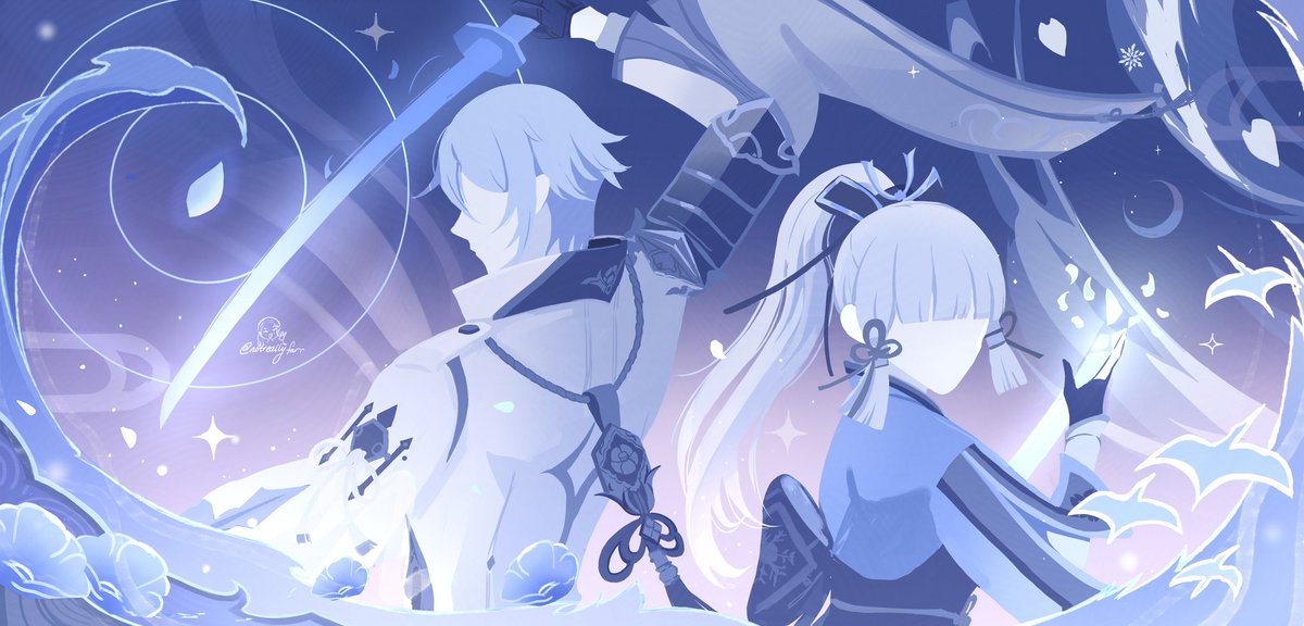 notreallyfarr's tweet photo. Wallpaper version  🫶 

#Ayato #Ayaka https://t.co/8vv3eWxid3