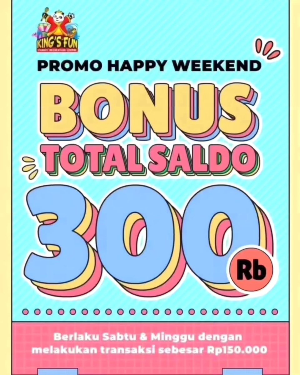 Kedirimall2's tweet image. Promo happy weekend di @kingsfunkedirimall nihh guys.. Yuk manfaatkan segera.. Jangan sampai ketinggalan ‼️

 📌Lantai 5

Part of :
@srgroup.holding
@queencitymall
@pacificmalltegal.official
@plazalawumadiun

#playground #promoweekend #kedirimall #saldo300k #kingfun
