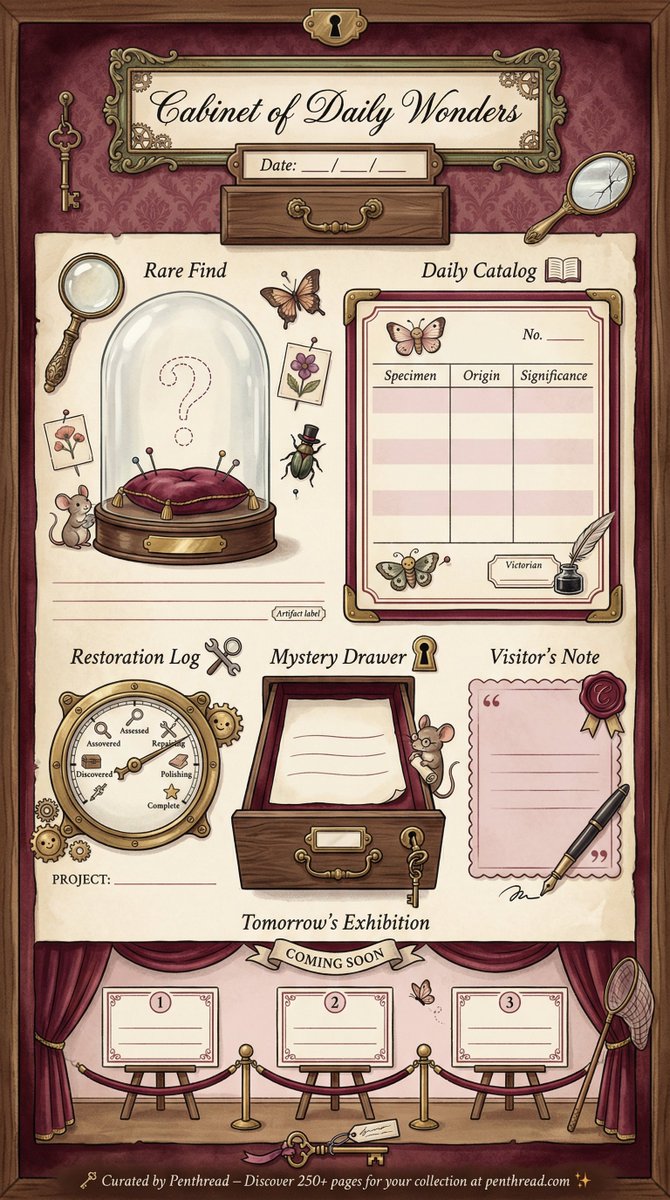 pen_thread's tweet photo. Dark Academia Daily Planner | Vintage Cabinet of Curiosities Journal
https://t.co/ow4bHjSd4O
#DarkAcademia #VintagePlanner #SteampunkAesthetic #PenThread #CabinetOfCuriosities #DigitalPlanner #PrintablePlanner #DailyJournal #VictorianAesthetic #ScrapbookJournal #MindfulReflection https://t.co/x3licIawQd