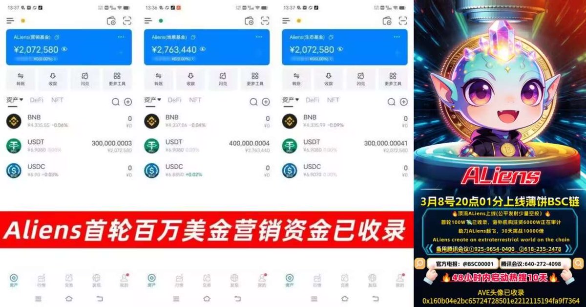 ALiens将于今晚20点01分上线薄饼BSC链
0x160b04e2bc65724728501e2212115194fa9f7364