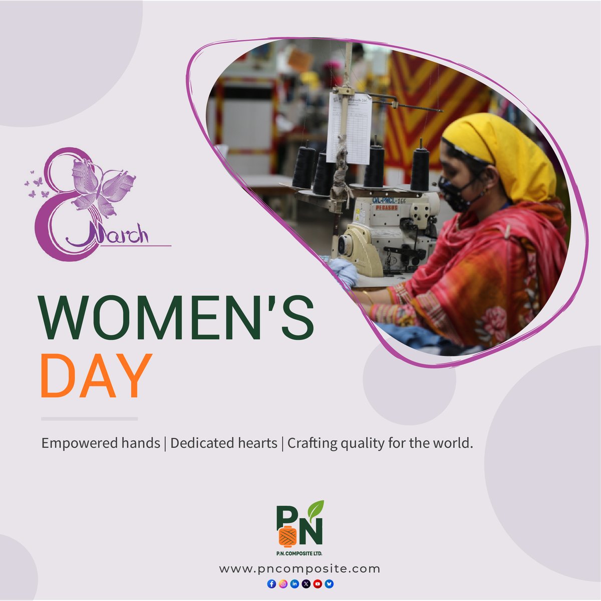 pncomposite's tweet image. Every thread tells a story.
Happy International Women’s Day from all of us at PN Composite Ltd.

#InternationalWomensDay #TextileExcellence #PNComposite #GlobalTextiles #EmpowerWomen #pncompositeltd