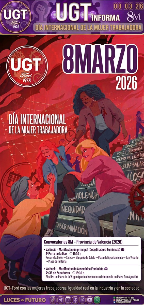 UgtFord's tweet photo. 🟣 El motor de @Ford tiene nombre de mujer. 💜⚙️
En UGT no solo conmemoramos el #8M, trabajamos cada día para que la igualdad en la planta sea una realidad imparable. Gracias a todas las compañeras por ser ejemplo de lucha y talento.

#UGT #FordAlmussafes #DíaDeLaMujer #Igualdad https://t.co/zxi0nWCiwt