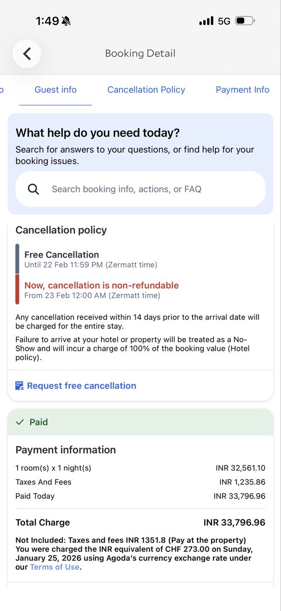 ankush5881's tweet photo. 1.   I lost almost 1,20,000 INR due to flight cancellation by @emirates @EmiratesSupport 

Here is the attached proof of hotel bookings in Switzerland.

@DGCAIndia @MoCA_GoI https://t.co/vL67ONV6xQ