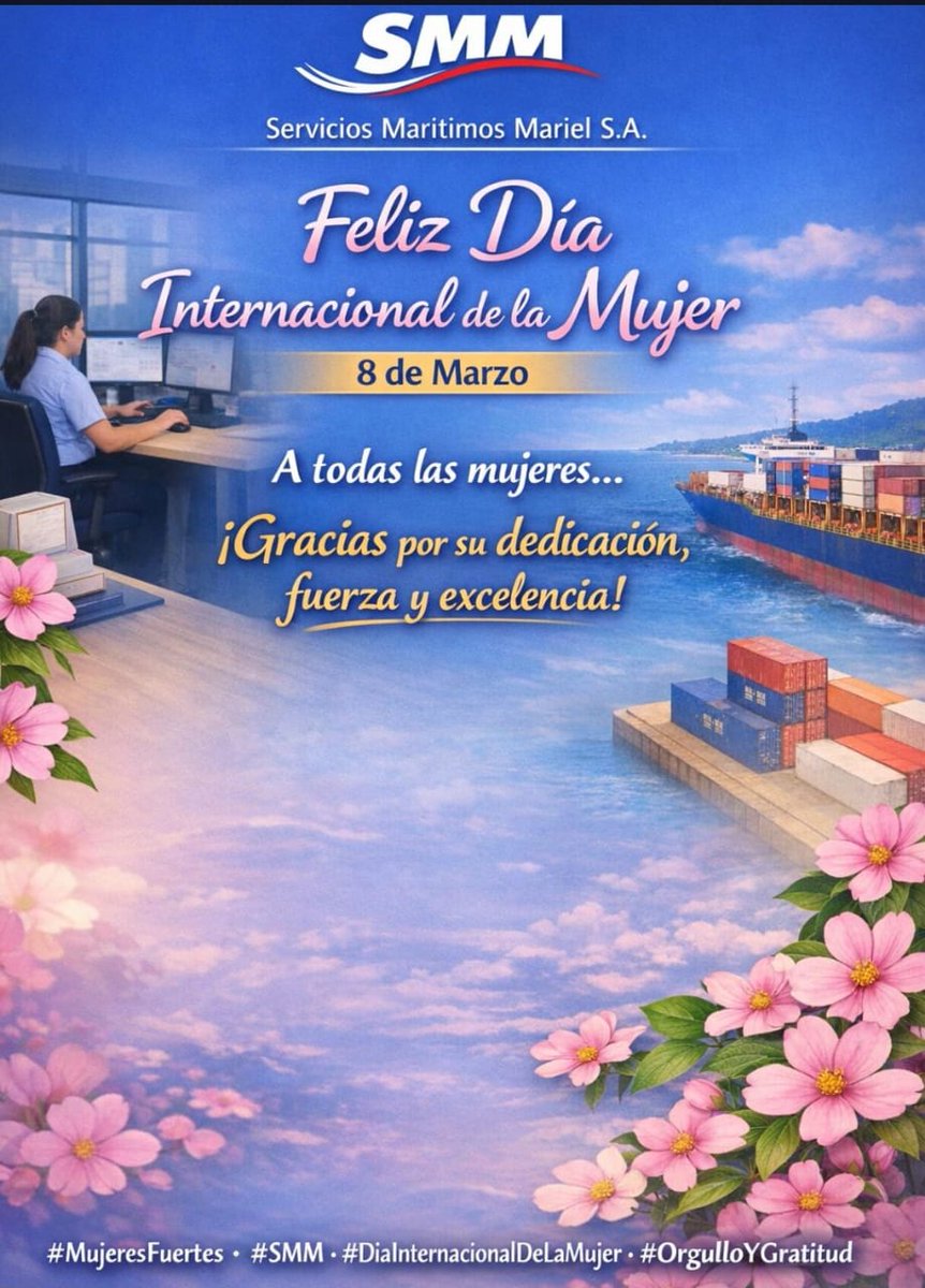 🎂Servicios Marítimos Mariel felicita hoy, 8 de marzo, a todas las mujeres trabajadoras de nuestra empresa y del mundo. Su esfuerzo y profesionalismo sostienen nuestras operaciones y son ejemplo de fortaleza e inteligencia. 💙 ¡Feliz Día Internacional de la Mujer!