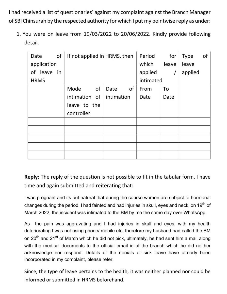 vijayaksharma's tweet photo. I had lost my child.
My salary was stopped.
I was marked unauthorised absent for 4.5 years.
My grading was reduced.
My increments were stopped.

But look at what questions were asked during the inquiry. 7/9

@TheOfficialSBI 
@DFS_India 
#InternationalWomensDay https://t.co/4sMgh2x8S8