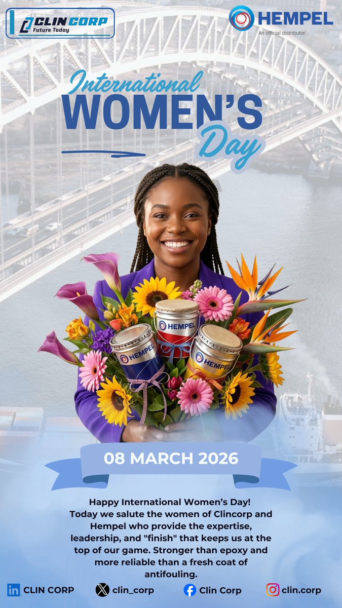 clin_corp's tweet photo. Who says industrial protection can’t be vibrant? Today we’re handing out bouquets  to the incredible women at Clincorp. Thank you for providing the "finish" that keeps us at the top of our game every single day.

 #WomensDay2026 #Clincorp #Hempel #MarineExpertise https://t.co/CC7R9dzkOw
