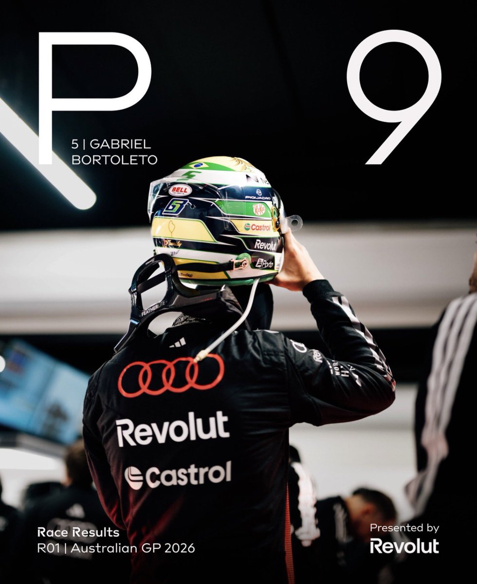 InsideAudiF1's tweet photo. 🏁 End of the race!

First ever Formula 1 points for Audi.

Bortoleto finishes P9.

A historic day for the four rings.
#AusGP 🇦🇺 https://t.co/UHmq9hsMhT