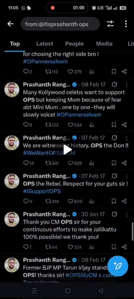 irshad5005's tweet photo. This when @itisprashanth vigorously supported OPS 😀

See the words he used...OPS the REBEL...OPS the DON 😂

this is @itisprashanth story 😀 https://t.co/sflFnSmywn