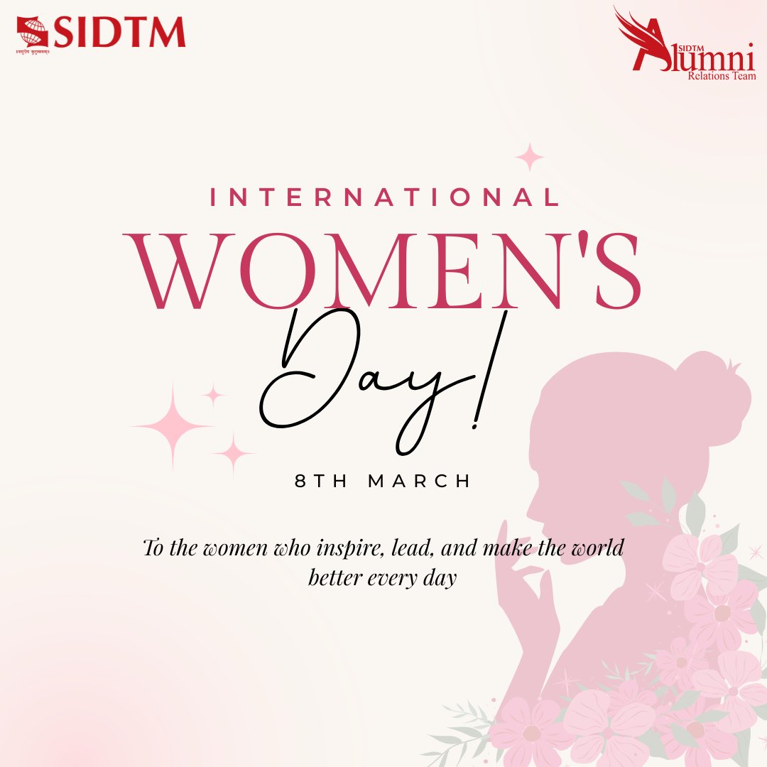 SIDTMAlumni's tweet photo. Celebrating the strength, courage, and brilliance of women who inspire change every day. Happy International Women’s Day!
#SIDTMAlumni #ART #AlumniRelationsTeam #InternationalWomensDay #WomenEmpowerment https://t.co/2GT4eZt7Vk
