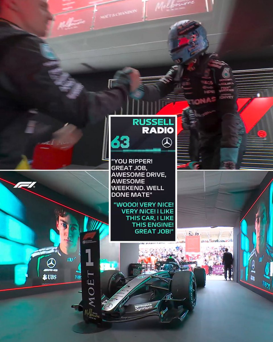 ESPNAusNZ's tweet photo. George Russell takes the first win of the 2026 season in Melbourne 🏎️ 🏆 

#F1 https://t.co/dcr3WfIhlf