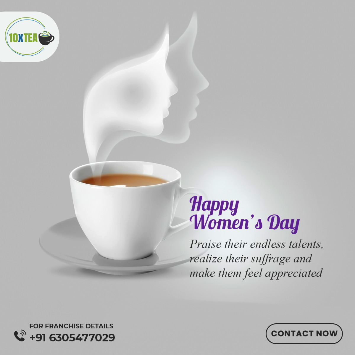 10x_tea's tweet photo. Celebrating the strength, grace, and endless talent of women everywhere. ☕💜

Happy Women’s Day from 10XTEA! 🌸

#HappyWomensDay #WomensDay2026 #WomenEmpowerment #CelebrateWomen #10XTEA #TeaTime #Inspiration #RespectWomen https://t.co/I2V2wVheon