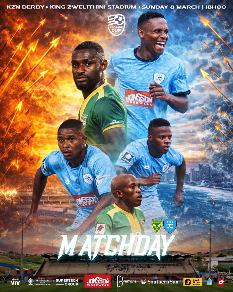 DurbanCity_FC's tweet image. It’s Matchday in the Nedbank Cup🏆

Golden Arrows vs Durban City

📍 King Zwelithini Stadium
🕕18h00
🎟️R50 on Opentickets shop.opentickets.co.za/event/nedbank-…

#DurbanCityFC🔵⚪️ #Citizens #OurTeamOurCity