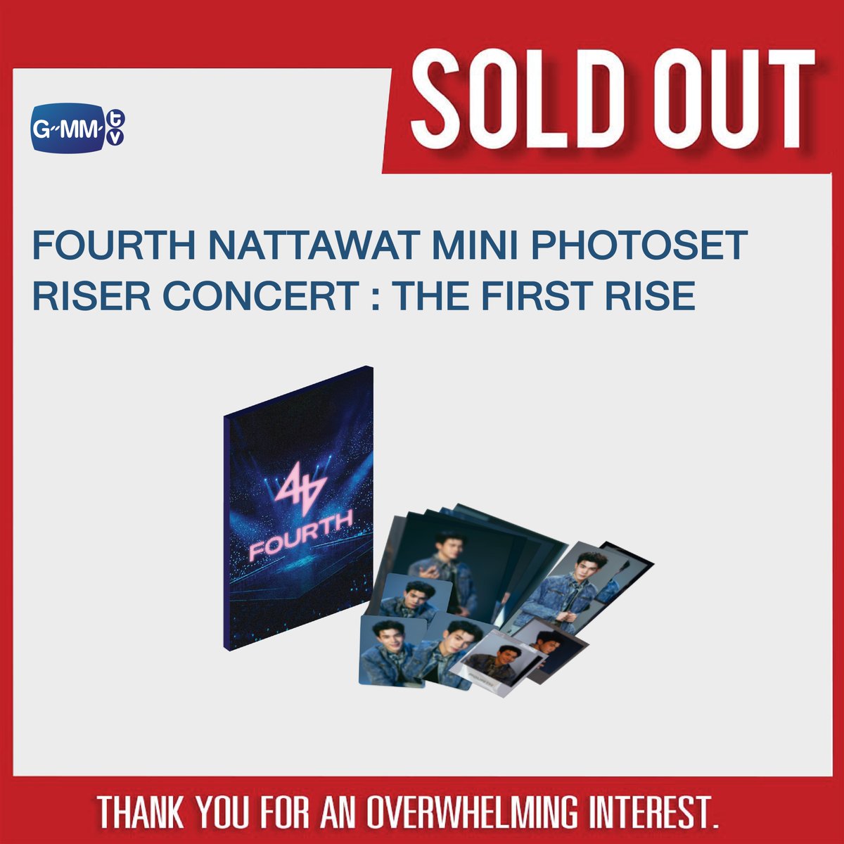 SOLD OUT! 🎉

🙏🏻 Thank you for an overwhelming interest in PFOURTH NATTAWAT MINI PHOTOSET | RISER CONCERT : THE FIRST RISE.

#Fourthnattawat
#RISERCONCERT 
#GMMTV
