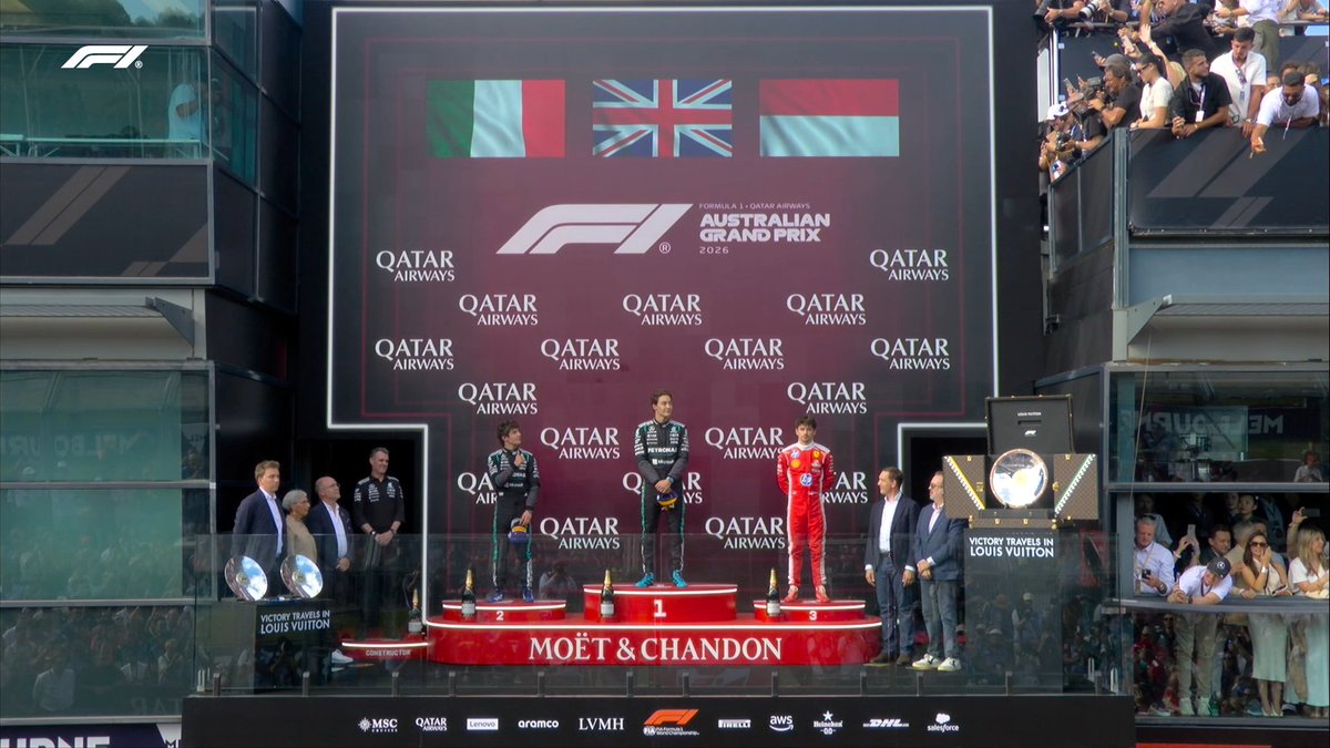 Your Top 3️⃣ is up on the Albert Park podium! 

1. Russell 🇬🇧
2. Antonelli 🇮🇹
3. Leclerc 🇲🇨

#F1RP #AusGPRP