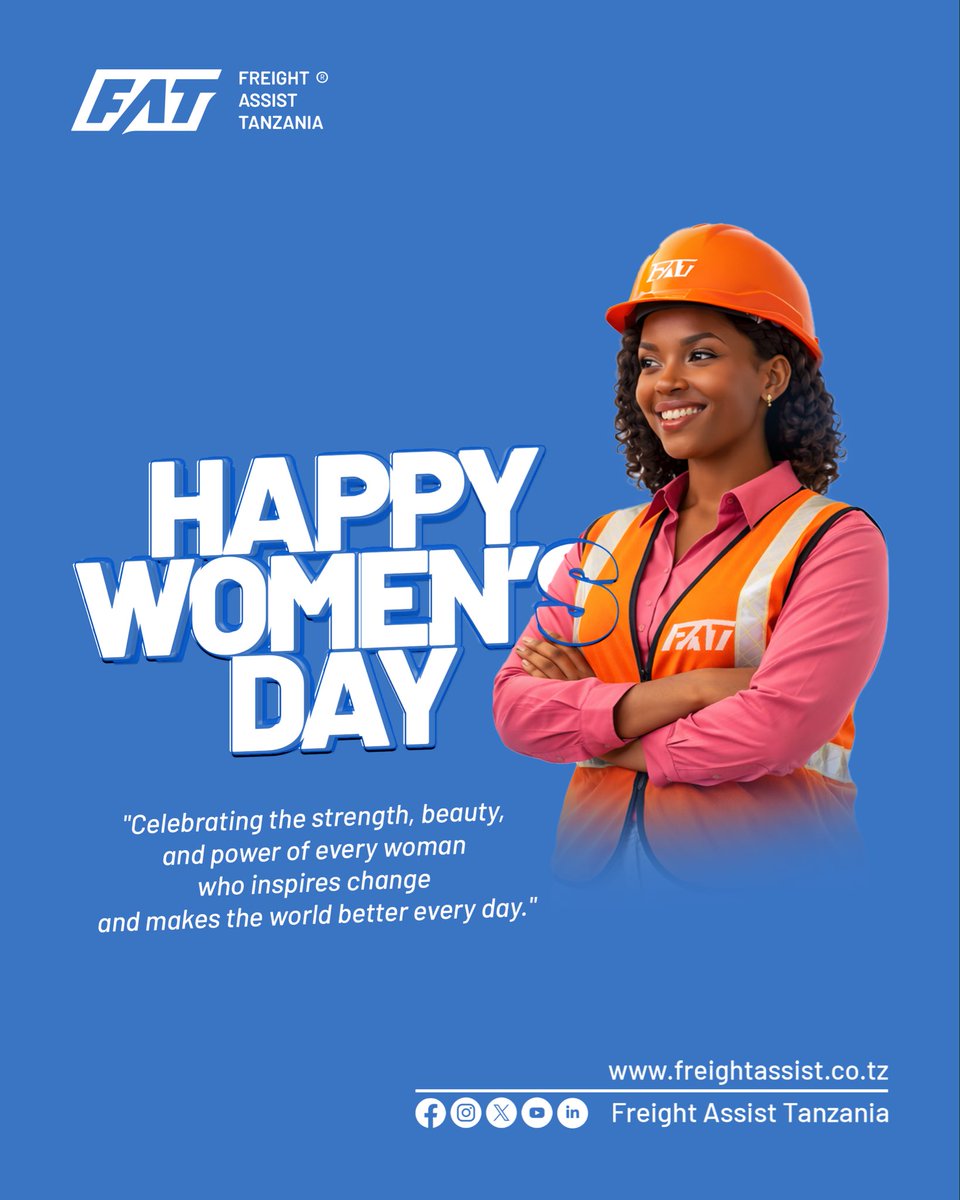 freightassisttz's tweet photo. Equal voices.
Equal opportunities.
Equal gain. 

Today we celebrate the women who inspire progress and make the world brighter every day.

Happy International Women’s Day

#FreightAssistTanzania #InternationalWomensDay #EqualGain #IWD2026 https://t.co/TqvDg9TP46