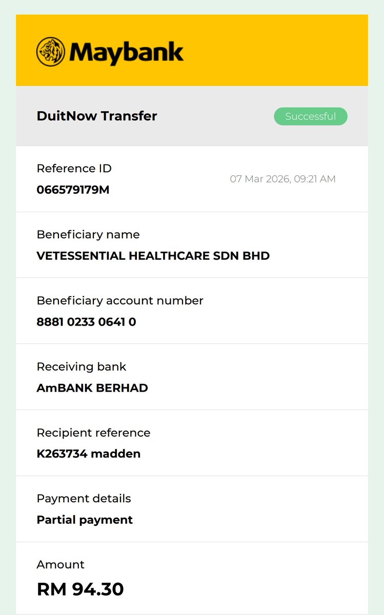 LindaElleHafiza's tweet photo. Korg tlg Madden boleh?

Perlu kan another RM 137 to settle his bill.

Kan sy dah move Madden to kepong boarding house sejak 1 Mac. Bersama another 4 of my dogs. Dorg masih lagi tgh nak adapt dgn new environment. 

Suddenly 1 of the dog (Benji) attacked Madden 😭 habis berdarah and luka muka Madden. Bengkak teruk.

Sy terus rushed to KD vet.
Warded 2 hari.
Doc cuci wound and bagi necessary ubat.
Madden demam panas hari tu.

Now Madden dah back to boarding house and sambung mkn ubat. Caretaker tmpt boarding tlg monitor.

Bill Madden after minus deposit and discount is RM 456.3
Pls refer attached bill.

Sy baru paid RM 94.3
Blh refer photo attached.

Pending RM 362.
But dah ada in hands RM 235.

Now Madden need another RM 137.
Can pls help me to clear this bill pls.

Madden next week kena warded lagi utk heartworm injection. So this bill must be settle sblm Madden admit next week.

Pls help 🙏
I am committed to every of my rescued animals.

Bantu repost 🙏 
@AimanAirin2 @airienaszli @crazycatmakcik @fatyhax @FiskaYenitaFK_ @hannnybunnyyy @hazhmh @ianyumeow @itsybitsymin @ketengahketepi @ManjitSinghG5 @meeayusri @ninashakirax @samantha_cavill @smittenby_V @niinaabiha @yemmeow @tattyhassan @murdockfen