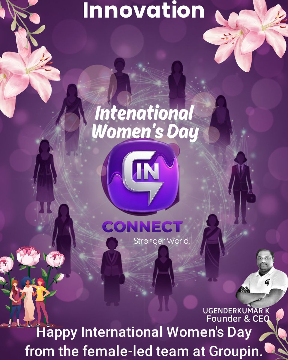 GroupINInd's tweet photo. 🌸 Happy Women’s Day to all the amazing women out there! 🌷 Your strength, grace, and determination inspire us every day. Let’s celebrate the incredible impact we have on each other’s lives! 💪✨ 
#WomensDay #CelebrateWomen #GirlPower  #Inspiration #groupinapp #ugenderkumarkotla https://t.co/6Y3WvpXyzL
