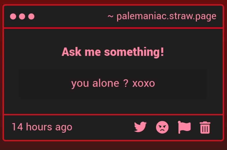 PaleIntruder's tweet photo. -Using my own line against me? Ha. Funny.

Yes, I'm alone. https://t.co/Jmd774EMp5