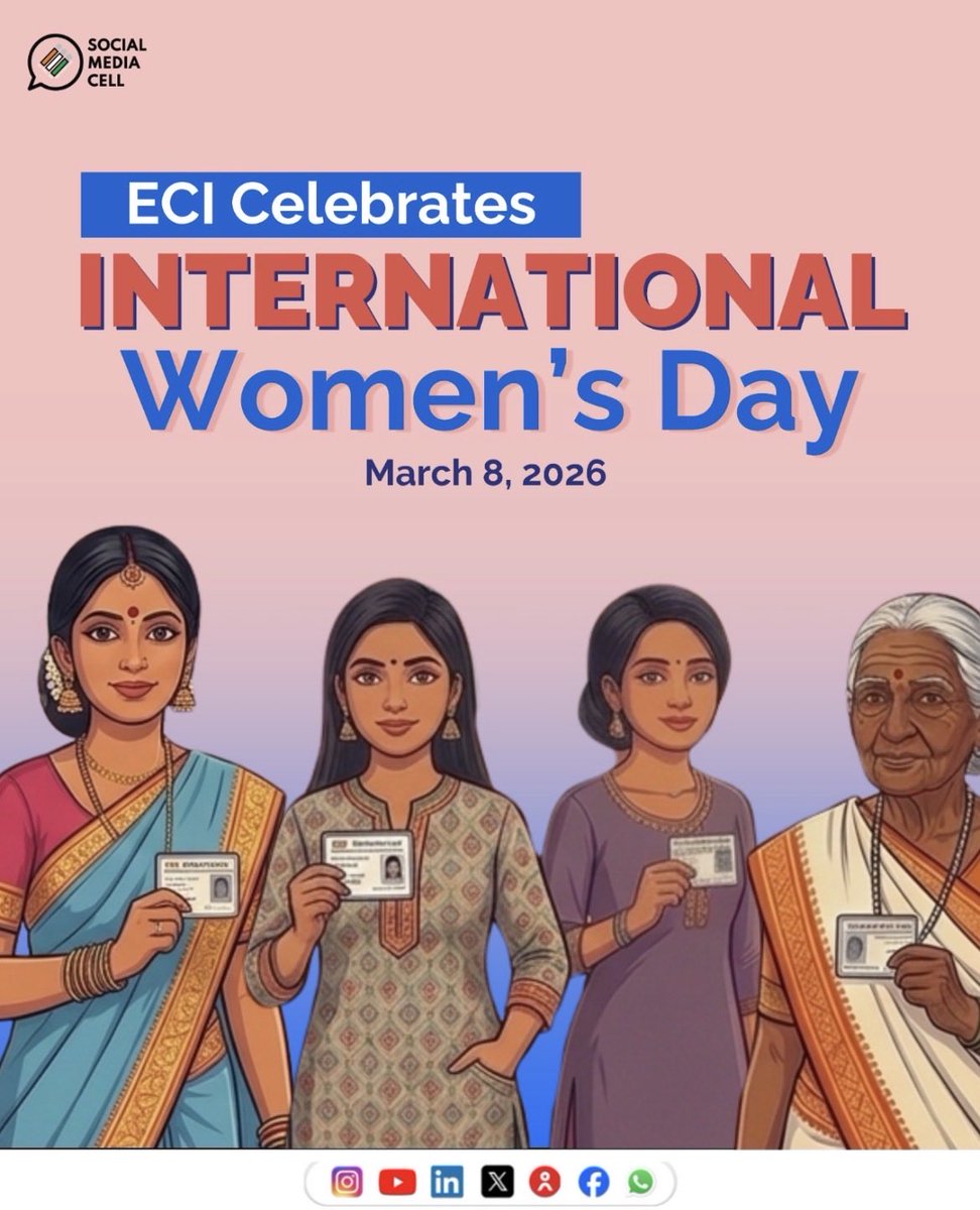 CeoRajasthan's tweet photo. #ECI wishes you a Happy International Women’s Day✨
Honouring the strength, leadership, and invaluable contributions of women in strengthening our democracy.
#InternationalWomensDay #HerVoteHerPower #SheVotes
@DIPRRajasthan
@rajeduofficial
@DDNational
@airnews_jaipur https://t.co/1G1IDjPEwX