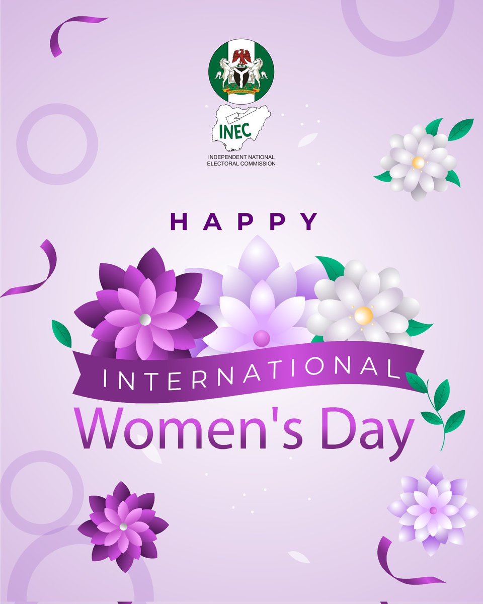 Happy International Women's Day💐

As INEC commemorates the 2026 International Women's Day, we reaffirm a fundamental truth: when institutions deliberately invest in women's leadership, the returns are institutional strength, electoral integrity, and inclusive national progress.