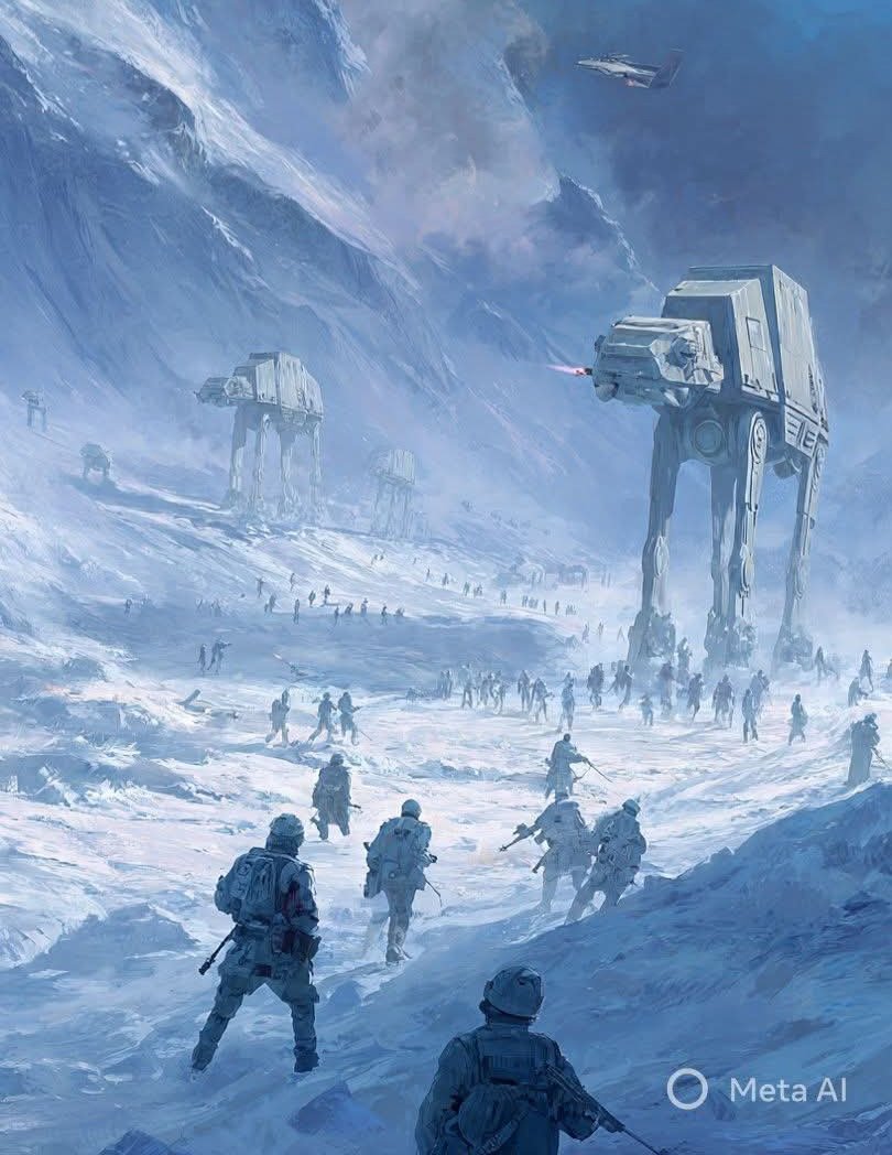 BallerToy1327's tweet photo. Pretty cool #StarWars Empire Strikes Back art work.  Not much the rebels can do but beg for mercy. https://t.co/0mZsy1Ktqm