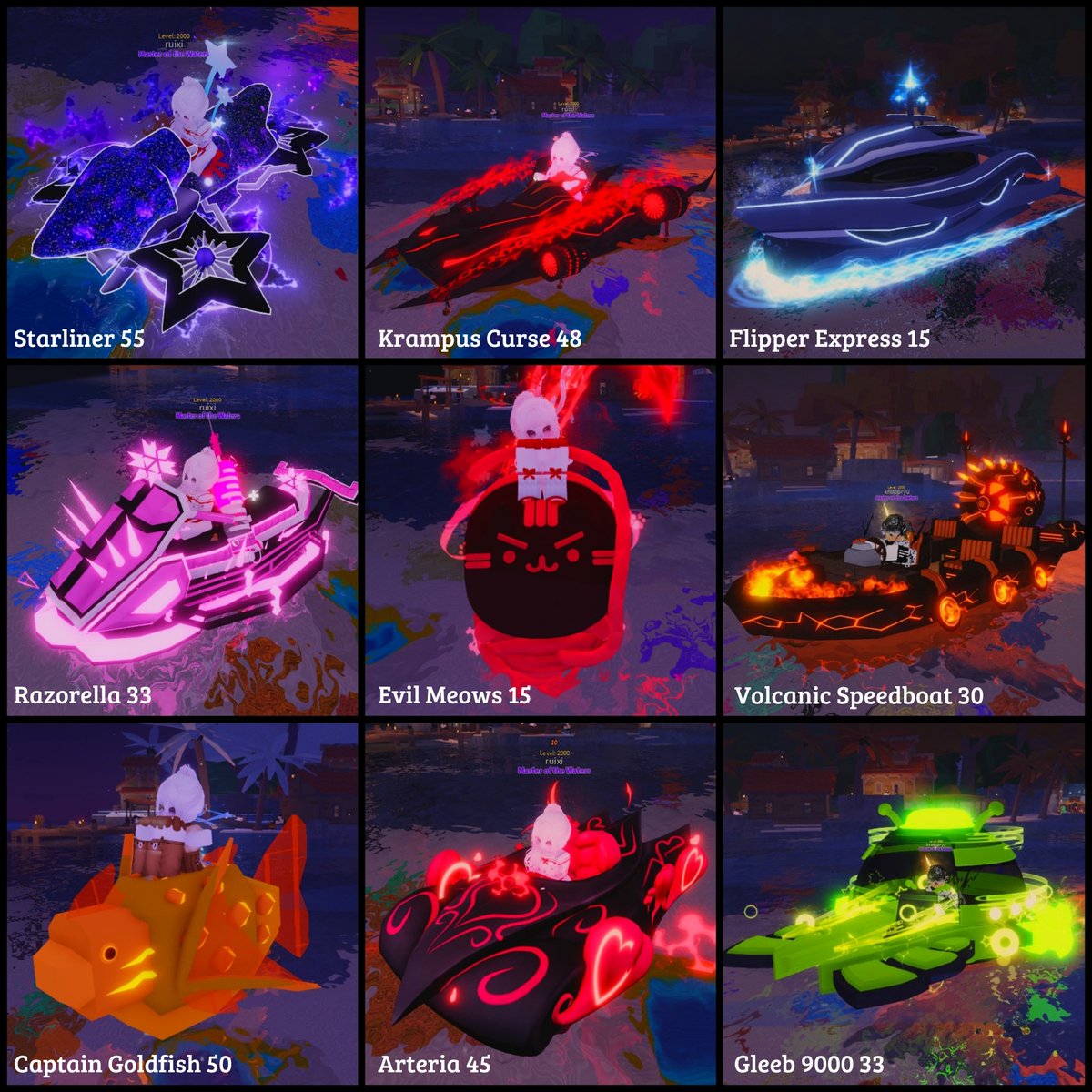 ruiphanb's tweet image. WTS Boat 🧸✨ 
Axofloatie 18 Burger Baggy 15  Lotus 15
Razorella 33 Sleepy Bear 18 Arteria 45 
Krampus Curse 48 Starliner 55 Flipper Express 15
Lovebyte 18 Evil Meows 15 Angelic Meows 18
Gleeb 33 Captain Goldfish 50 Whaleski 15 
Volcanic Speedboat 30 Mega Seal 25 Nessie 15