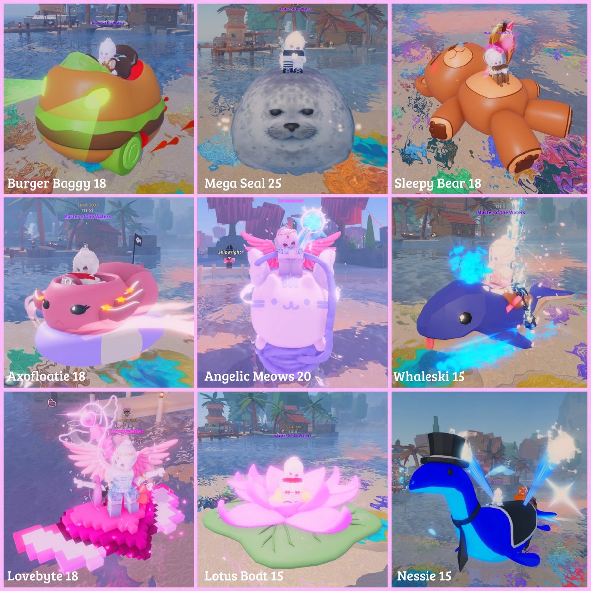 ruiphanb's tweet image. WTS Boat 🧸✨ 
Axofloatie 18 Burger Baggy 15  Lotus 15
Razorella 33 Sleepy Bear 18 Arteria 45 
Krampus Curse 48 Starliner 55 Flipper Express 15
Lovebyte 18 Evil Meows 15 Angelic Meows 18
Gleeb 33 Captain Goldfish 50 Whaleski 15 
Volcanic Speedboat 30 Mega Seal 25 Nessie 15
