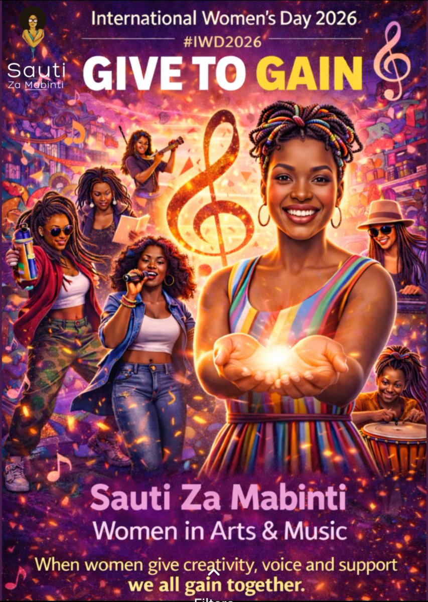 Creativity shared is power multiplied. 
This #InternationalWomensDay2026 we celebrate Sauti Za Mabinti – Women in Arts &amp; Music.
When women give their creativity and support, we all gain together. 
💬 Question: Which woman artist or musician inspires you the most?
#GiveToGain