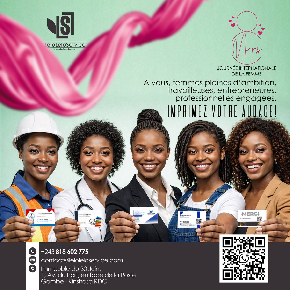 LeloleloService's tweet photo. À vous, femmes ambitieuses et professionnelles engagées : nous saluons votre audace. Que vos combats se transforment en succès durables.

Bonne Journée Internationale des Droits des Femmes!

#8Mars #IWD2026 #FemmesAudacieuses #MoisDeLaFemme
#LeloleloService https://t.co/b4RMIAo3pB