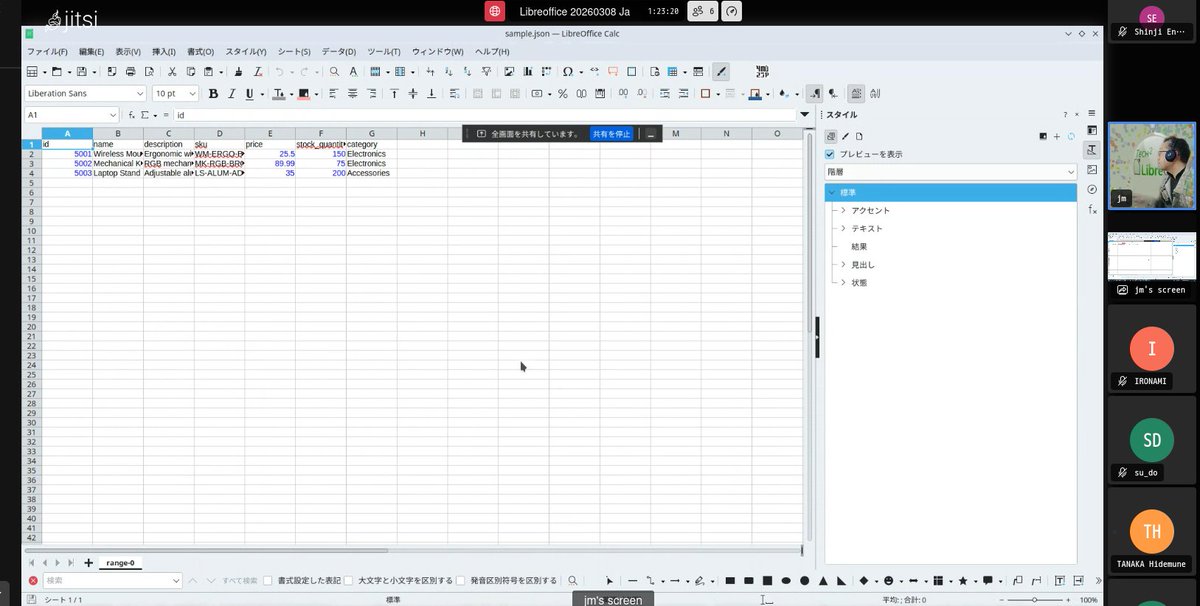 <a href="/LibreOffice_Ja/">LibreOffice日本語チーム</a> Calcへの 汎用XMLとJSONマッピング
今まではインポートするとテキストデータになっていたのが..Calc のシートに自動的にマッピング