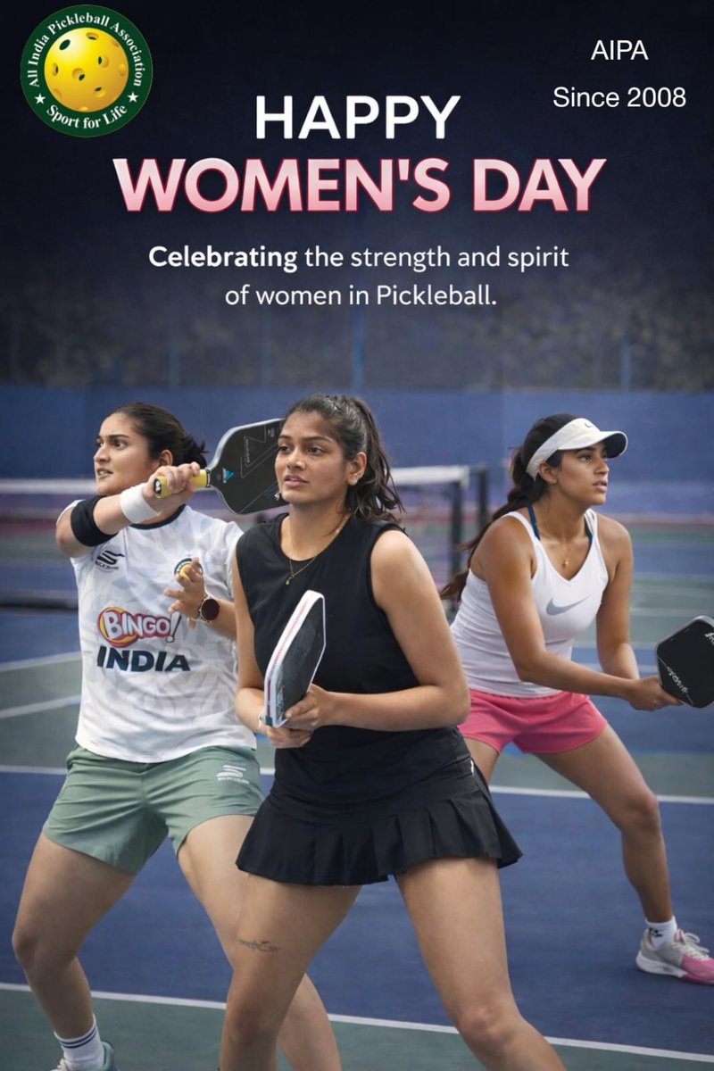 All India Pickleball Association wishes a very Happy Women’s Day to all the incredible women who inspire, lead, and elevate the sport of Pickleball every day. Your strength, passion, and dedication continue to shape the future of our sport.
#WomensDay
