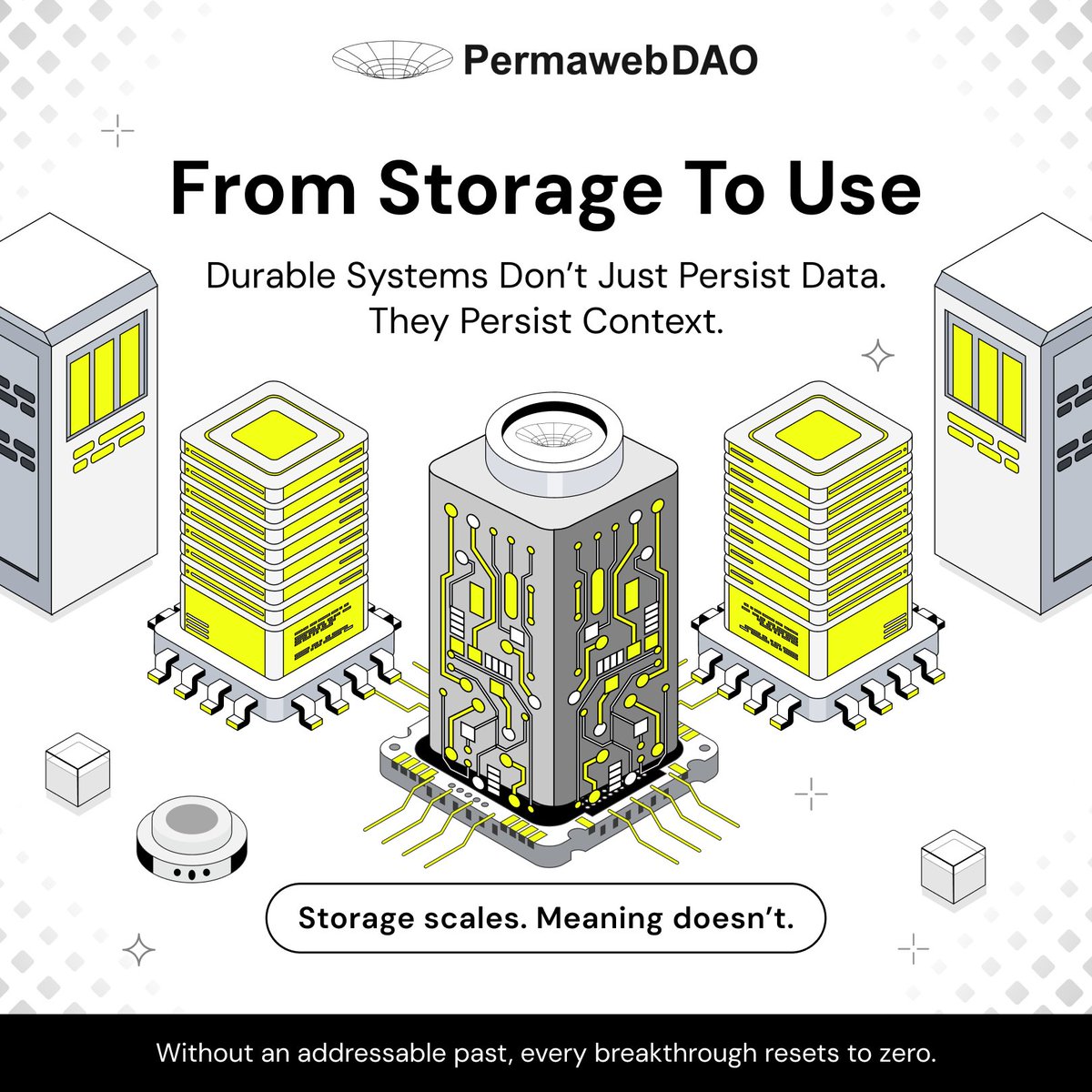 Good Morning.

Data lasting forever isn’t the full solution.

Information can still exist indefinitely yet remain buried, disconnected, and practically invisible.

Without structure and composability, permanence alone doesn’t guarantee usefulness.

That’s where <a href="/Permaweb_DAO/">PermawebDAO</a>