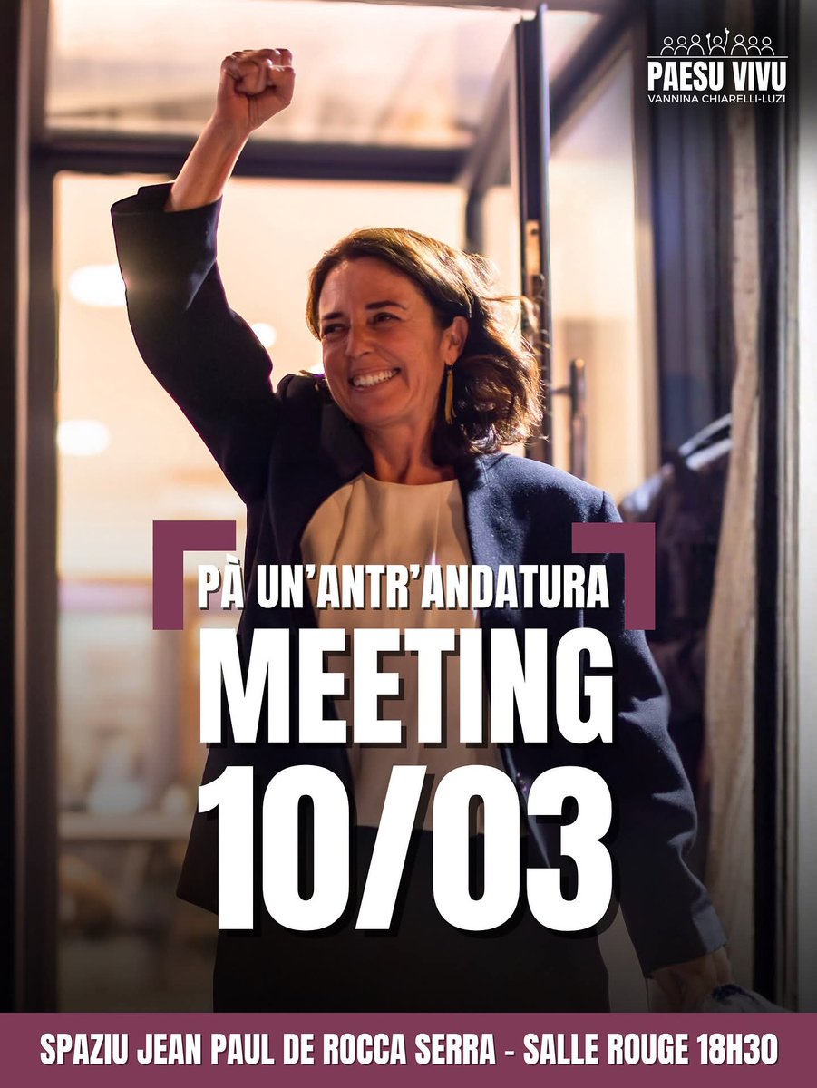 SAULIUlivieru's tweet image. Oghji,sta chjamata.
Marti in Portivechju. 18.30 di sera.
Spaziu " Jean Paul de Rocca Serra ".
Sala Rossa.
MEETING @PaesuVivu 
Incu @VanninaLuzi 
VINITI NUMAROSI ! 
#Corsica 
#Portivechju