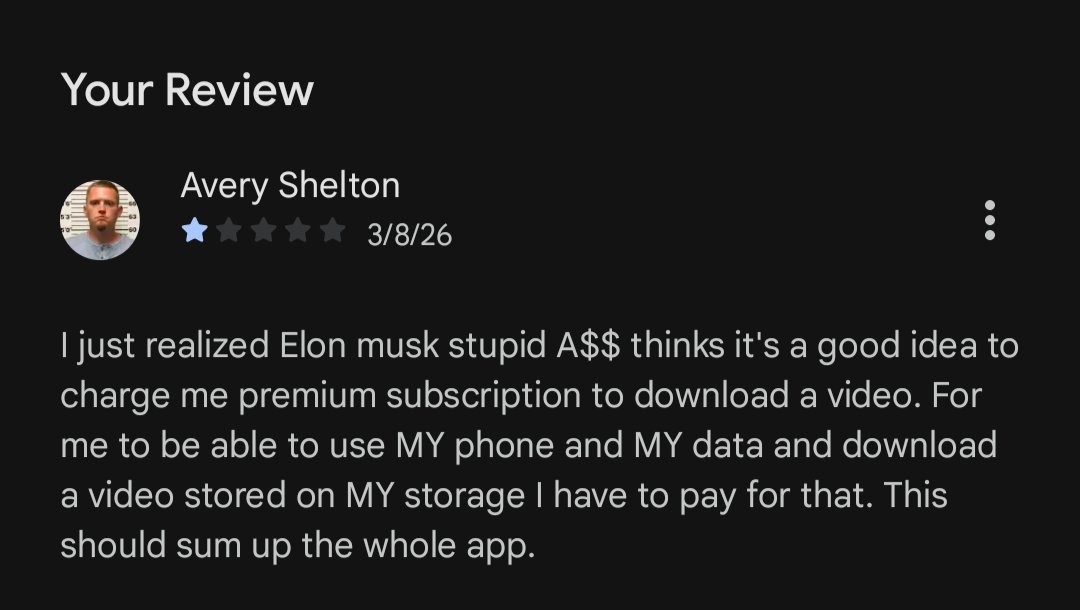 AFelons's tweet photo. @elonmusk 100% Fuck You https://t.co/li3KUGR1Gl