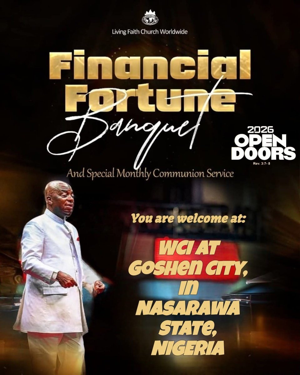 WinnersChapelNL's tweet photo. #FinancialFortune Banquet BANQUET SERVICE - SUN., MAR. 8TH., 2026 From WCI At #GoshenCity Via #YouTube :👉 https://t.co/KwTFvvjD4J 👈| You're Welcome via :👉 https://t.co/9Ah5Ua85ZC 👈| #IAmRedeemedForTheTop | #OpenDoors2026 | #MyOpenDoorsYear2026 #2026MyYearOfOpenDoors | https://t.co/NGORooZLpA