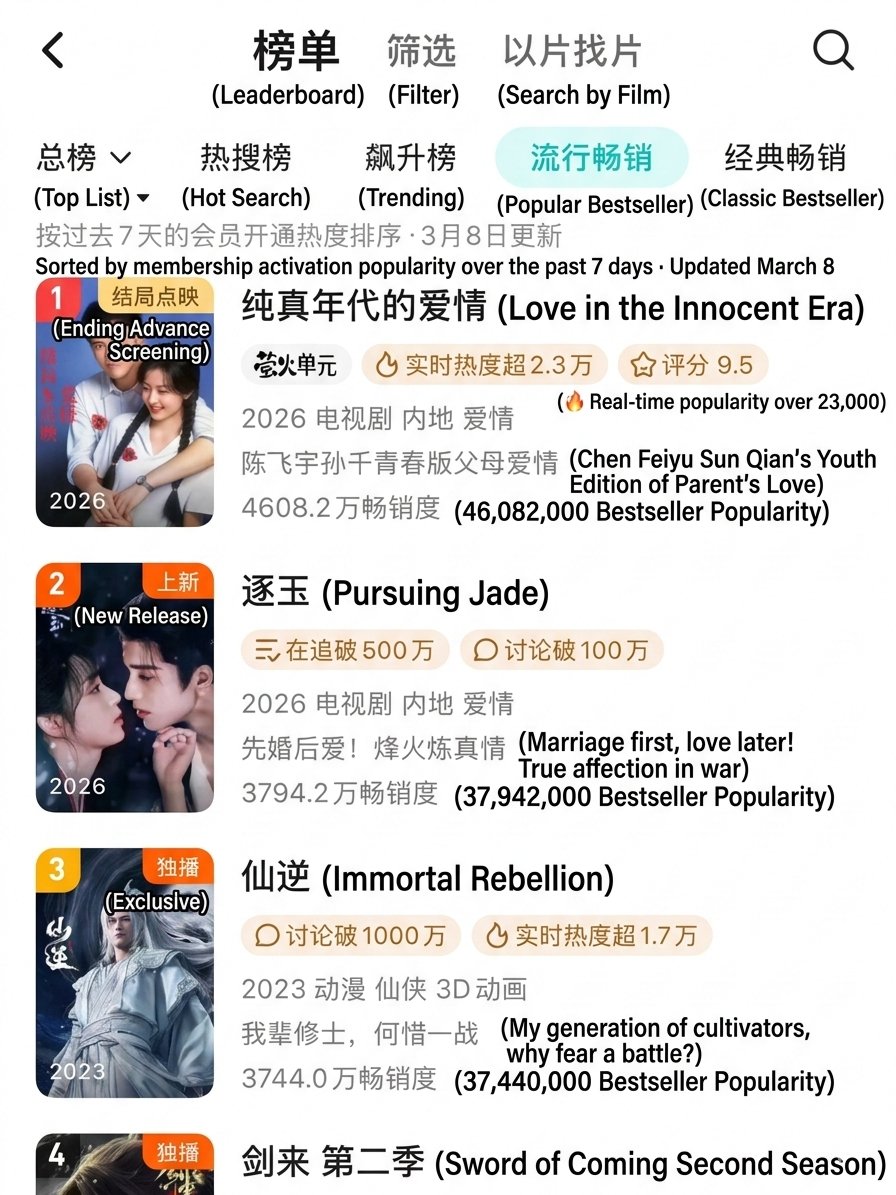 #LoveStoryInThe1970s ranks at No. 1 for the Tencent Popular Bestseller!

#ChenFeiyu #ArthurChen #陈飞宇 #SunQian #纯真年代的爱情