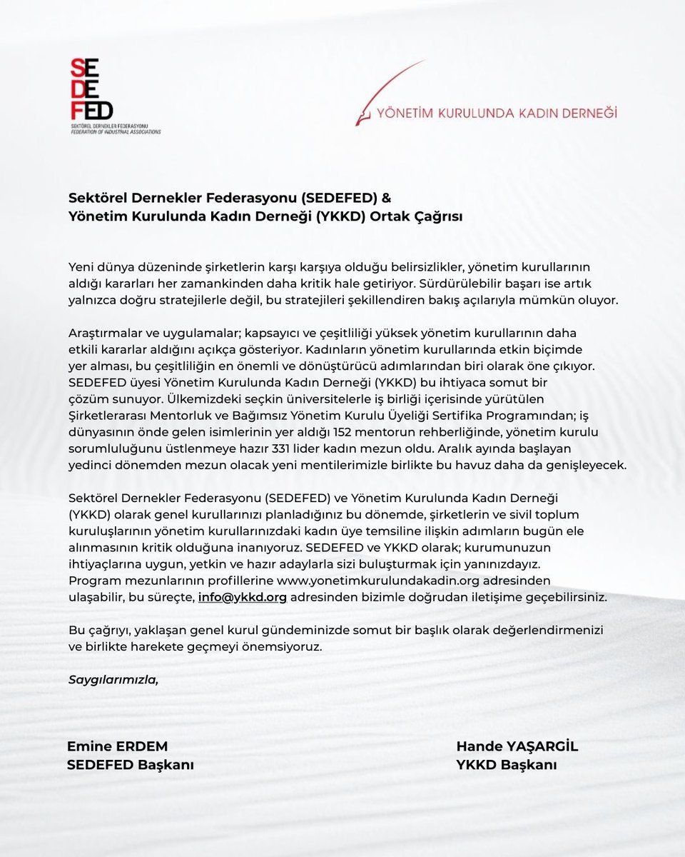 Sektörel Dernekler Federasyonu (SEDEFED) tweet media