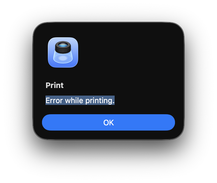 It's 2026. Can we please make these vague "Error while printing" messages illegal? #Apple #macos