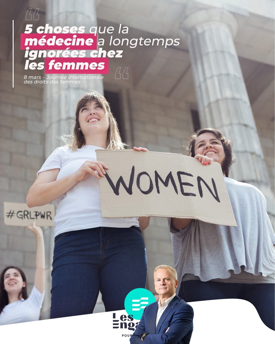 Aujourd'hui, c'est la journée internationale des droits des femmes 💪🥰🤱 Voici 5 choses que la médecine a longtemps ignorées chez les femmes.

1️⃣ 𝗟’𝗶𝗻𝗳𝗮𝗿𝗰𝘁𝘂𝘀 𝗰𝗵𝗲𝘇 𝗹𝗲𝘀 𝗳𝗲𝗺𝗺𝗲𝘀 𝗲𝘀𝘁 𝘀𝗼𝘂𝘃𝗲𝗻𝘁 𝗺𝗮𝗹 𝗿𝗲𝗰𝗼𝗻𝗻𝘂

Pendant longtemps, les symptômes de
