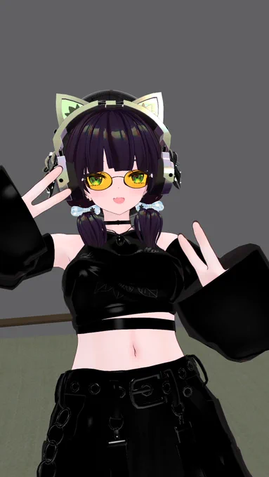 クロモジちゃんだいぶ弄れてお気に入り 髪、髪のリボン、帽子、アイテクスチャは自作 #Kuromoji3D